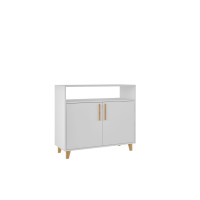Manhattan Comfort 157AMC166 Mid-Century - Modern Herald Sideboard with 3 Shelves in White